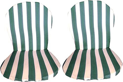 REINO MANSIDI Pack de 2 Cojines de Rayas con Respaldo para Silla de plástico y desenfundable con Cremallera Invisible. Cojín con Diseño ergonómico Tipo Guitarra. (Verde)