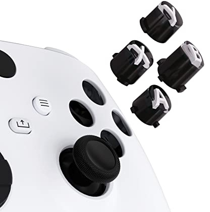 eXtremeRate Ersättning Custom ABXY Action Buttons för Xbox Series X & S Controller, Three-Tone Svart & Klar med Vit Klassiska Symboler A B X Y Keys för Xbox One S/X, Elite V1/V2 Controller
