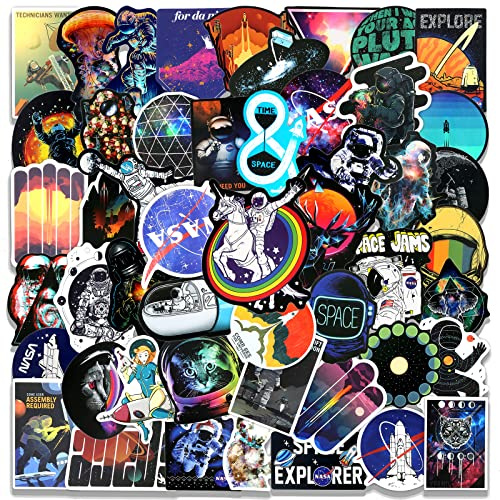NASA Stickers Pack - 50pcs Cool Space Astronaut Stickers for Laptop, Phone, Skateboard & More - Waterproof Vinyl Graffiti Space Theme Decals for Adults, Teens & Kids
