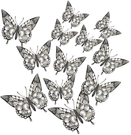 Garneck 24stücke Goldener Schmetterlingsaufkleber Wandtattoos Dekorative Schmetterlings Ornamente Für Schlafzimmer Wanddeko Mit Aussparung