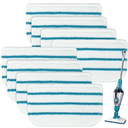 GFRED Ersatz-Wischmopp-Pads, kompatibel mit Black+Decker Dampfreiniger SM1600, SM1610, SM1620, HSM13E1, HSMC1300FX, HSMC1321APB Mopp-Pads (8 Stück, schwarz + Decker Mopp-Pads)