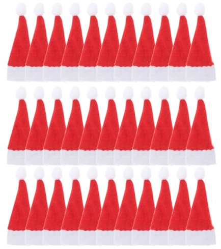 Operitacx 60 StüCk Mini WeihnachtsmüTzen Aus Vliesstoff FüR Lollipops Kleine Rote Weihnachtsdeko HüTe Zum Basteln Und Festliche Dekoration