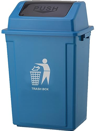 40L Swing Trash Bin Large Plastic Recycling Rubbish Waste Dustbin Home Kitchen Office Indoor Outdoor Rubbish and Waste Bin Waste Trash Black | Grey | Red| Yellow | Green | Blue (40 Litre Blue)