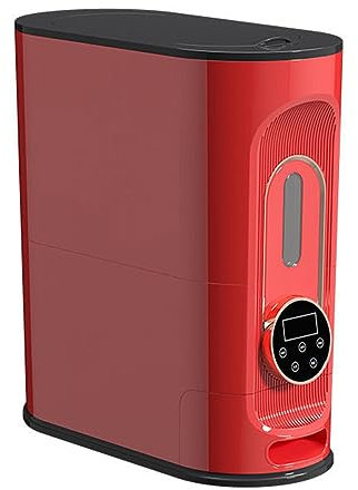 Intelligent Electric Rice Dispenser, Dry Food Dispenser Storage Container Wall Mount Cereal Grain Rice Dispenser, Airtight Moisture Proof Rice Bucket, Food Bucket for Kitchen Home, for Pantry red
