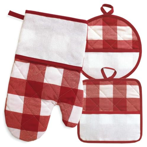 hobbymio.it Guantone e presine da Cucina, Set da Forno da ricamare a Punto Croce, guantone e presine con Tela Aida