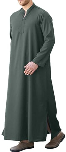 LVCBL Herren Kaftan Langarm Thobe mit Taschen Universal Fit M-3XL