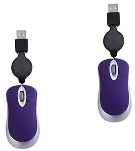 Uonlytech Lot De 2 Mini-Souris Optiques Filaires Rétractables pour Ordinateur Portable 1600 Dpi Design Confortable