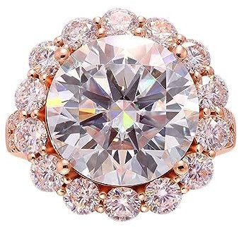 Whoiy Hochzeitsring Damen 585 Echt, Runder Schnitt Heiligenschein 5ct Moissanite Verlobungsringe Trauring Rosegold 14 Karat Ehering für Frauen Gr. 56 (17.8)