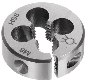 QUARKZMAN Filières à Fileter Rondes, Filetage Métrique M8 x 1.25 (Droite), Outil de Réparation de Filière de Coupe de Vis en Acier Rapide (HSS) Réglable