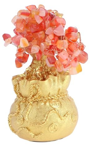 FUNOMOCYA Kristallbaum Geldbaum Dekoration Bonsai Stil Für Feng Shui Perfektes Wohnaccessoire Für Wohnzimmer Büro Und Hochzeitsgeschenke Rot