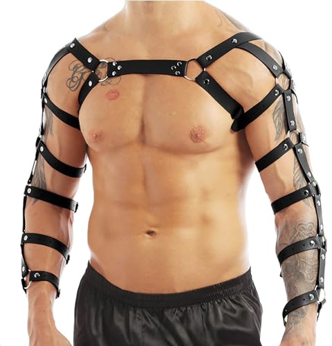 TUYMNI Herren Verstellbare Brust Harness PU Leder Männer Brust Geschirr Punk Gothic Fetisch Bandage Kostüme Männer Sexy Schulter Schulter Gürtel Erotik Wäsche Cosplay Party Clubwear