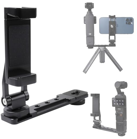 Leenconghui Aluminium Alloy Phone Holder Mount for DJI Pocket 3, Cell Phone Holder Tripod Adapter Phone Clip Expansion Accessories with 1/4 Thread Hole for DJI Osmo Pocket 3