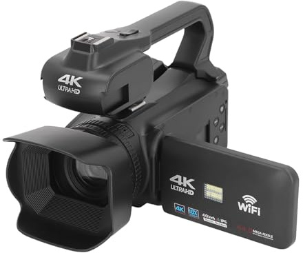 Depisuta Caméscope 4K 64MP, écran Tactile IPS 4 Pouces, Caméscope Numérique à Zoom 18X pour Adultes, Caméra de Vlogging Portable à Vision Nocturne avec Microphone, Lumière de Remplissage