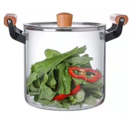 Serenitison Casserole en Verre avec Couvercle,Transparent Casserole en Verre,Résistantes à la Chaleur,Casserole en Verre Induction,Faitout de Grande Capacité,Pot à Soupe Transparent Domestique
