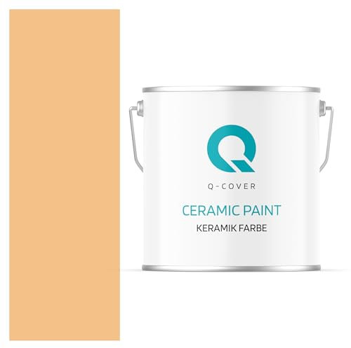 Q-COVER Keramik Farbe 5L (ca.35m²) Hell Orange Wandfarbe Innenfarbe Abwaschbar Klasse 1 Mattfarbe Deckenfarbe Scheuerfest Küche Bad Treppen Ceramic Hohe Deckkfraft