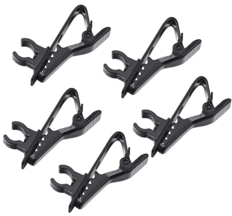 Parliky Schlauchhalter und Krawattenklammer für Wand mit 10 Stück Mikrofonclip aus Eisen Kompakter Mikrofonklemme für Ansteckmikrofon Am Revers für Podium Speeches