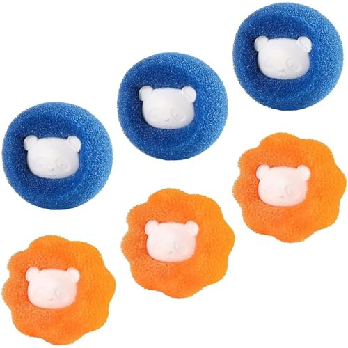 FYHJNC Washing Machine Hair Catcher, Reusable Laundry Balls, 6 Pack | Effectively Collects Pet Fur, Lint & Fluff, Gentle Sponge & Bristle Design, Suitable for All Fabric Types and Wash Cycles