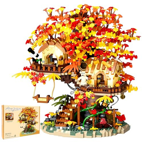 HJPLPXH Set di blocchi per bonsai con fiori di ciliegio, piante e fiori, casa sull'albero, micro mini blocchi, idea regalo per adulti e bambini (2725 pezzi)