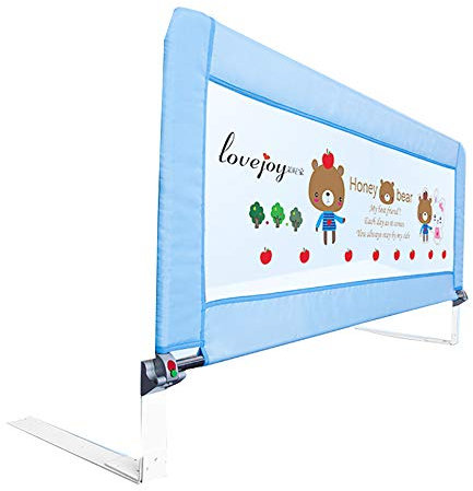 VEYACGOS Bettgitter Bettschutzgitter Stoßstange, Herunterklappbar, Faltbar Mit Abschließbarem Bettgitter Verstärkter Anker Sicherheit, 1Pack,Blau,90cm*51cm
