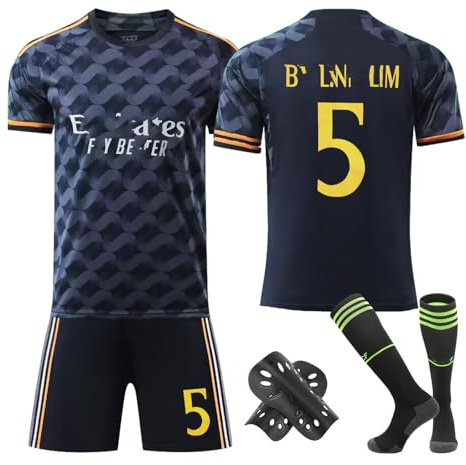 Ainvliya Football Kits for Boys, Soccer Jerseys with Training Shirts, Shorts, Socks & Guards, No.5-Dark Blue, Size 10-11 Years, Boys' Apparel