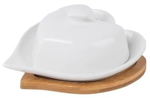 CYairong-22 Mantequera Mantequera de cerámica con Base de Madera, Caja for Guardar Queso Blanco Puro, mantequera de cerámica Recipiente para Mantequilla