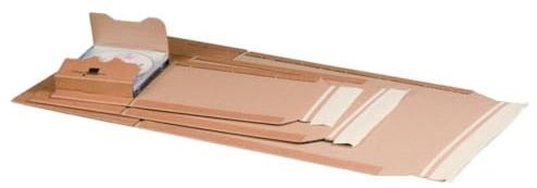 MA-Verpackungen - Buchverpackung DIN A5+ Karton 249 x 165 x 20-70 mm selbstklebend Braun - (Außenmaß 300x175x20-75mm) Karton für Büchersendung - Bücher verpacken, Warensendung Verpackung (25)