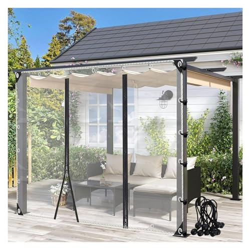 Outdoor Planenvorhänge mit Reißverschluss Transparente Plane Seitenteil wasserdichte PVC Abdeckplanen for Pergola Pavillon Terrasse POCHY(2.5x1.8m)