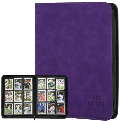 Trading Card Binder, Premium 9 Pocket Double Sided 540 Pocket PU Card Collection Binder, Collectible Trading Card Albums for MTG, TCG, Sport Card, Game Cards (Purple)