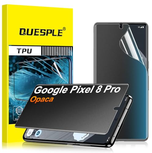 QUESPLE Privacy Pellicola Opaca per Google Pixel 8 Pro [2 Pezzi], Anti-Impronte e Antiriflesso, 3D Copertura Completa Opaco Anti-Spia TPU Film Protettiva Schermo