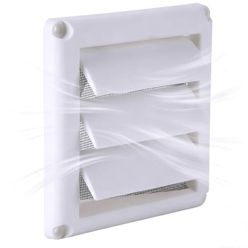 Plastic Air Vent Grille Cover with 3 Flaps, Wall Duct Ventilation Grill with Screen Mesh, Outdoor Indoor Exhaust Air Vent Cover for Bathroom Garage Kitchen (15x15cm)