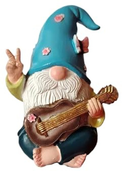 Outdoor Funny Garden Gnomes Decoration Statue Dwarf Figurines Ornament Resin Sculpture Rocking Chair Drinking Gnome Statue For Pation Yard Lawn (Blue, S)