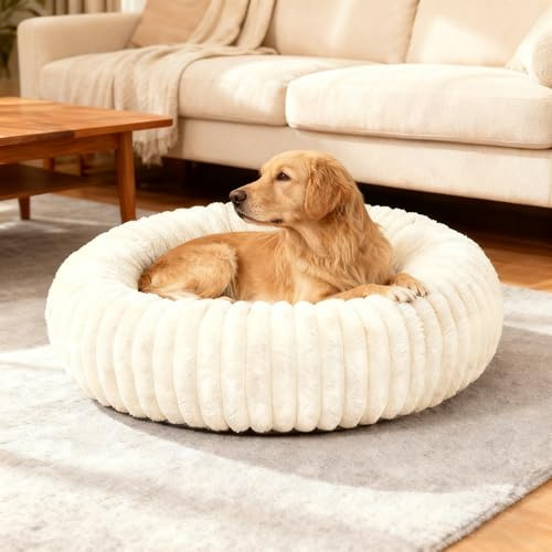 SHJOEE Flauschig Haustierbett Waschbar Hundebett Katzenbett Rund Donut Hundekorb Indoor Katzenkissen Katzenkorb Plüsch Welpenbett Schlafplatz für Katzen Kleine Mittelgroße Hunde