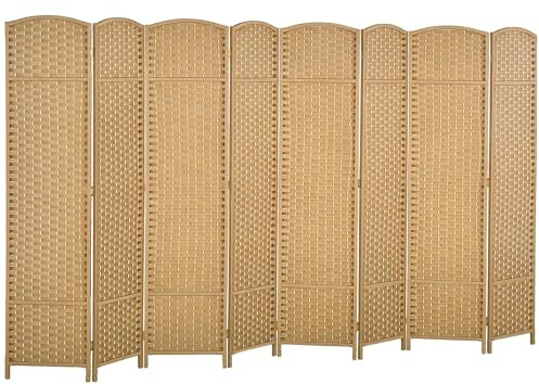 HOMCOM Paravent 8-teilig Raumteiler Faltbar Sichtschutz 320x170 cm Natur | Trennwand aus Kiefernholz, Raumtrenner, Stellwand, für Schlafzimmer Wohnzimmer