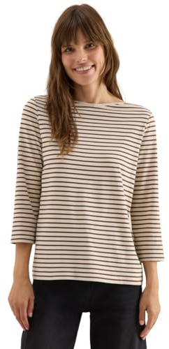 Cecil 3227486 Maglietta a Righe, Oat Milk Beige, M Donna