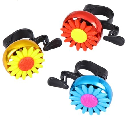 BESTonZON Campanello per Bicicletta a Fiore 3 Pezzi in Lega di Alluminio Campana di Girasole Suono Forte per Bici, Scooter e Mountain Bike Sicurezza Strada