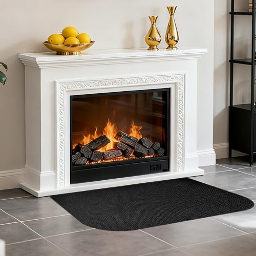 Feuerfeste Kaminmatte, Funkenschutzplatte für Kaminofen, 80 x 50 cm Feuerfeste Unterlage, Feuerfeste Bodenschutzmatte für Kamine Bodenblech, Zum Schutz des Bodens Vor Funken, Schwarz