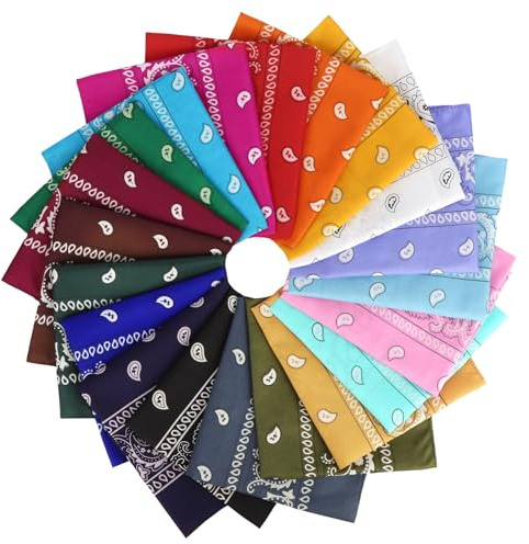 Chalier Cmfort Bandana Damen Herren Nickitücher Kopftuch Paisley Muster Mischfarben Bandana Multifun Kopftuch，20 Pack