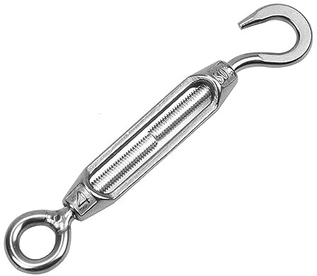 Tenditore in acciaio inox con occhiello e occhiello, gancio in acciaio inossidabile 304 color argento; tenditore ad occhiello M4 / M5 / M6 (M5,10 pz)