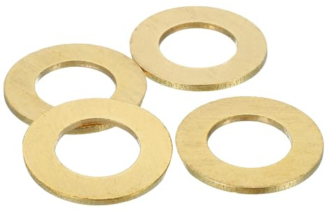 QUARKZMAN 4Pcs Rondelle Métal Plate Laiton, Kit Rondelles Cuivre M27 Rondelle D'Ecrasement Assortiment, 27mm DI, 50mm DE, 3mm D'Epaisseur pour Boulons Vis Réparation, Construction
