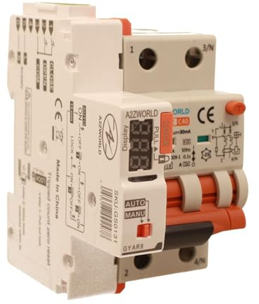 Interruttore Magnetotermico Differenziale Con Riarmo Automatico, RCBO Tipo A Curva C, Idn 30mA / 0.03A, In 25A, 2P Veri 6kA, 3 Moduli, con 3 Tentativi di Riarmo (10s/60s/300s)