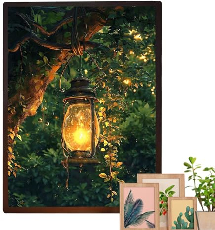 Cornice Luminosa - Decorazione Dipinta A LED, Bagliore Ambientale Ricaricabile Tramite USB | Di Visualizzazione Della Luce Dinamica Con Effetto Fiamma Con Pannello Di Illuminazione A LED Multi