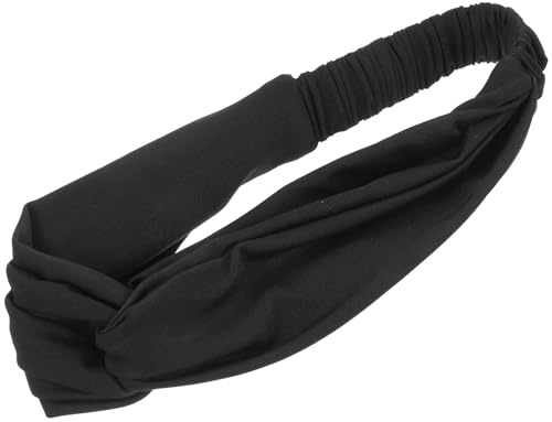 Gatuida Schwarzes Sportstirnband aus Polyester und Elastischer Faser Tragbares und Flexibles Schweißband für Yoga und Fitness mit Einfachem Modischem Design