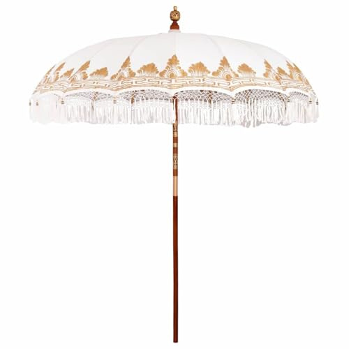 Mokuyary Parasol balinais Crème 190x190x260 cm Jardin | Protection Solaire pour Extérieur, Terrasse, Piscine, Plage, Restaurants, Balcon