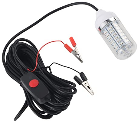 Pwshymi Lampe de pêche sous-Marine détecteur de Poisson lumière Submersible lumière sous-Marine leurre détecteur d'appât avec Pince de Batterie Prise d'alimentation(108LED Beads) Sportinggoods