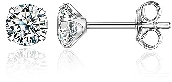 Limerencia G23 Titan örhängen, Glänsande Zirkonia Hälsopiercing örhängen Piercing Smycken för Kvinnor Flickor Tonåringar(Vit zirkon, 4mm)