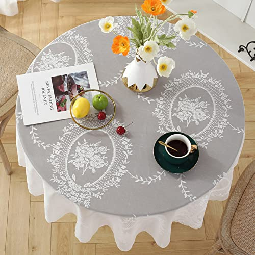 Tischdecke Rund Spitze Vintage Boho 100cm Weiß Barock Muster Tischtuch Spitzenoptik Runde Tischwäsche Retro Weißer Tisch Dekor Hochzeit Party