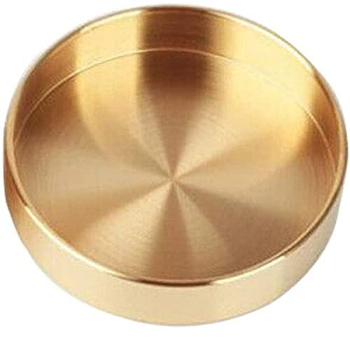 Plateau Rond en Laiton décoratif pour Bijoux, Maquillage, Articles de Toilette, Vaisselle de Cuisine, 10 cm