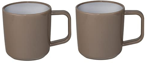 90°C Tassen Set Non-Slip Antirutsch Elegante Farben 2 Tassen je 350 ml - braun weiß 2 Personen Picknick Camping Outdoor Wohnwagen Wohnmobil Geschirr
