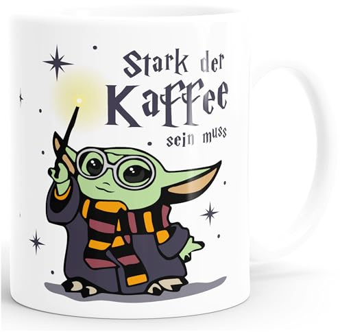MoonWorks Kaffee-Tasse Baby- Spruch lustig Stark der Kaffee sein muss Geschenk Kaffeeliebhaber Bürotasse Weiss standard