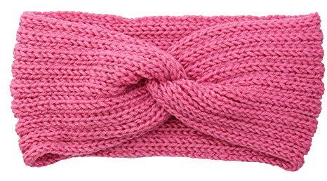 Winter Häkelarbeit Stirnband Mädchen Frauen Haarband Verdicken Stirnbänder Kopfband Haarband Ohrenwärmer Headwrap für Einkaufen Skifahren Laufen,Dunkelrosa